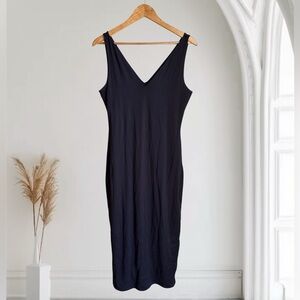 MESHKI Black Bodycon V-Neck Nylon Dress Size L